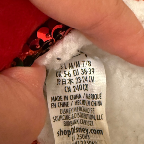 Disney Minnie & Mickey Holiday Christmas Sequins Slippers - Picture 3 of 3